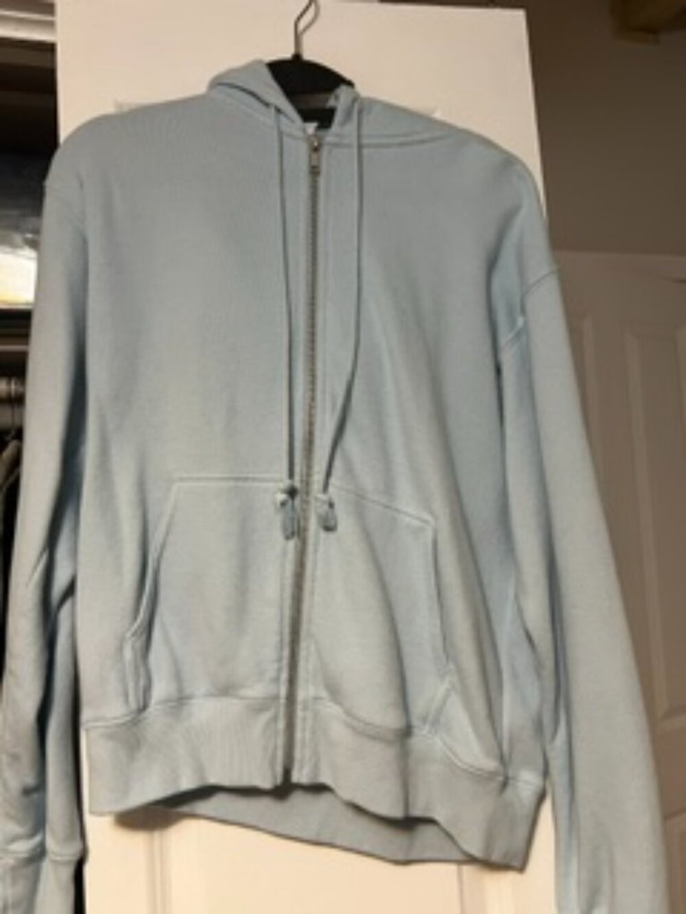 NWOT Brandy Melville Light Blue Zipper Front Hooded Sweatshirt One Size